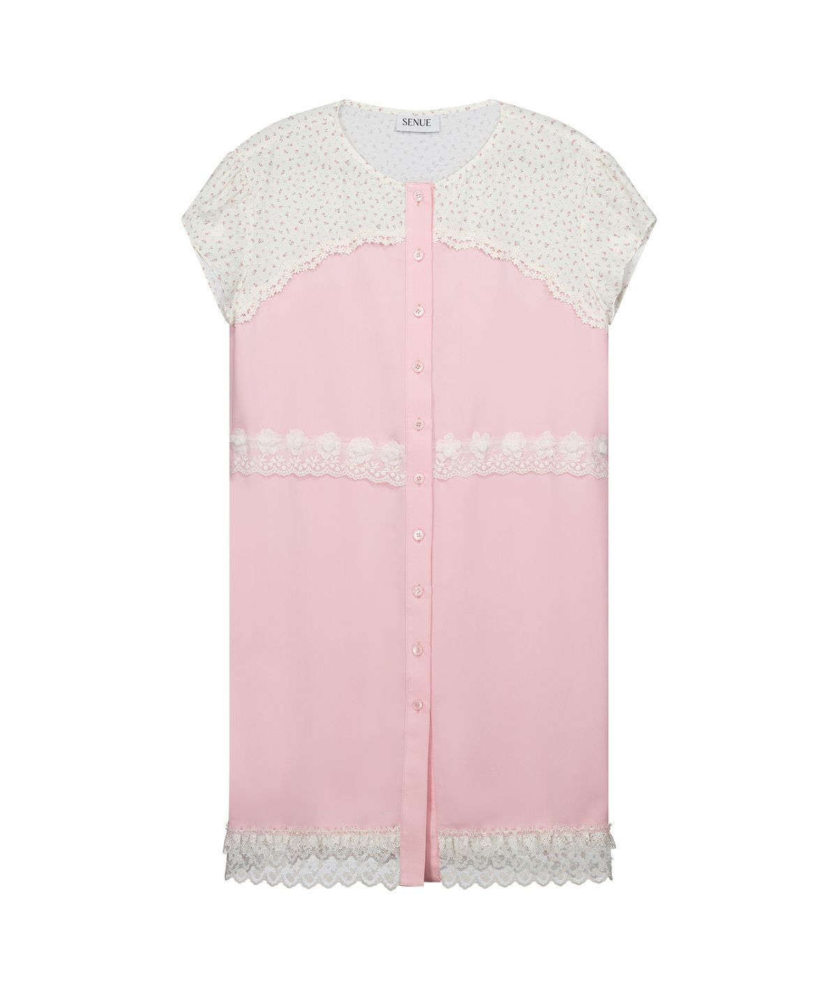 센뉴(SENUE) Flower Lace Cake Shirt Dress (PINK)