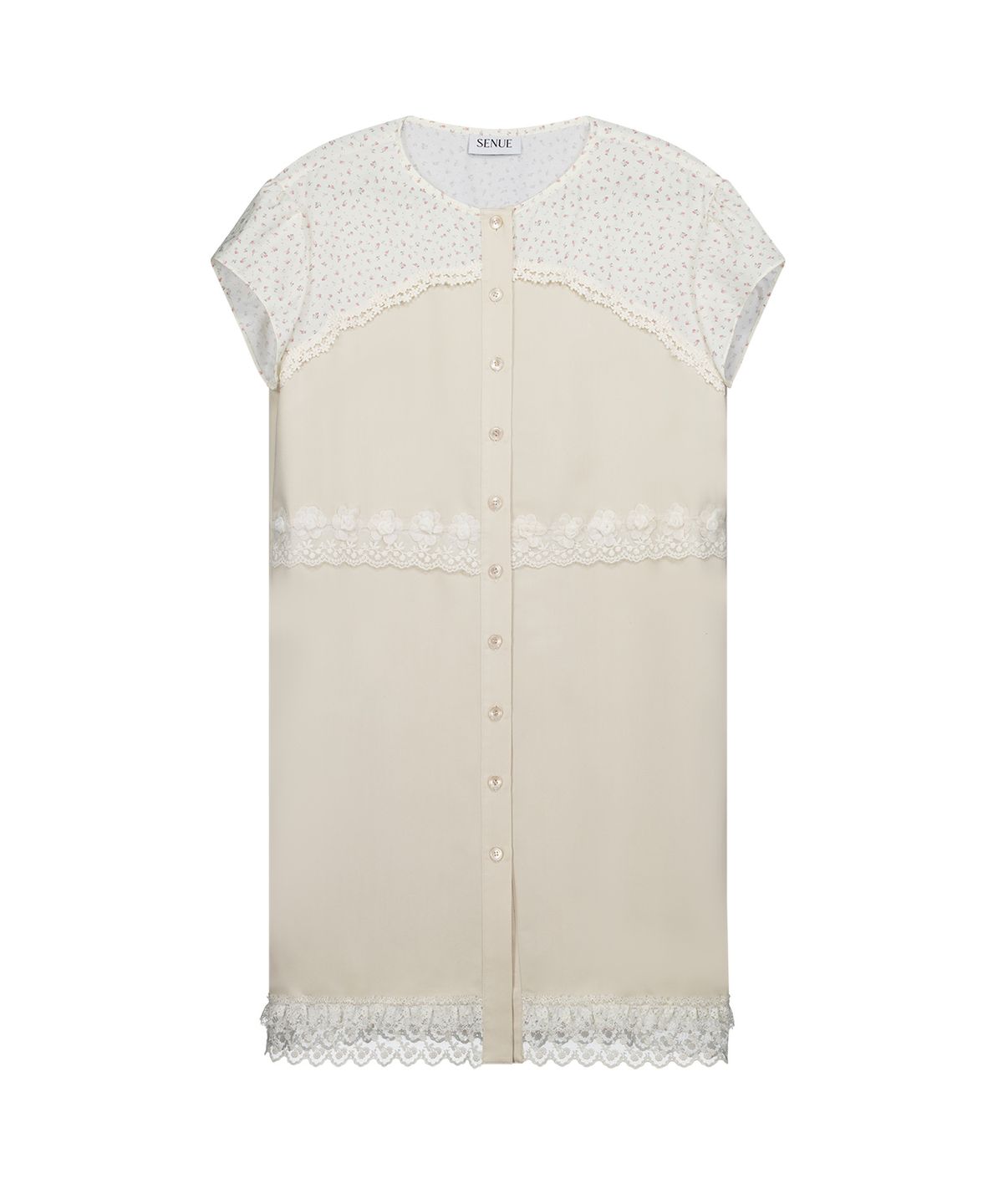 센뉴(SENUE) Flower Lace Cake Shirt Dress (BEIGE)
