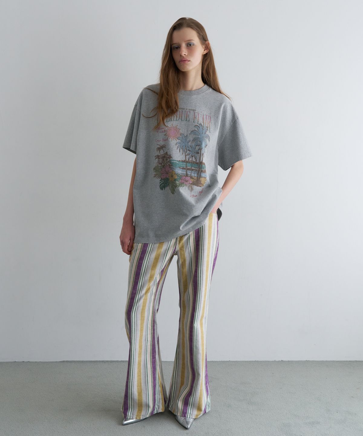 오버듀플레어(OVERDUEFLAIR) VINTAGE SUMMER T-SHIRT_MELANGE GREY