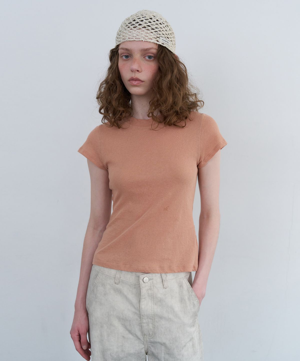 오버듀플레어(OVERDUEFLAIR) OF NATURAL SLIM T-SHIRT_SALMON
