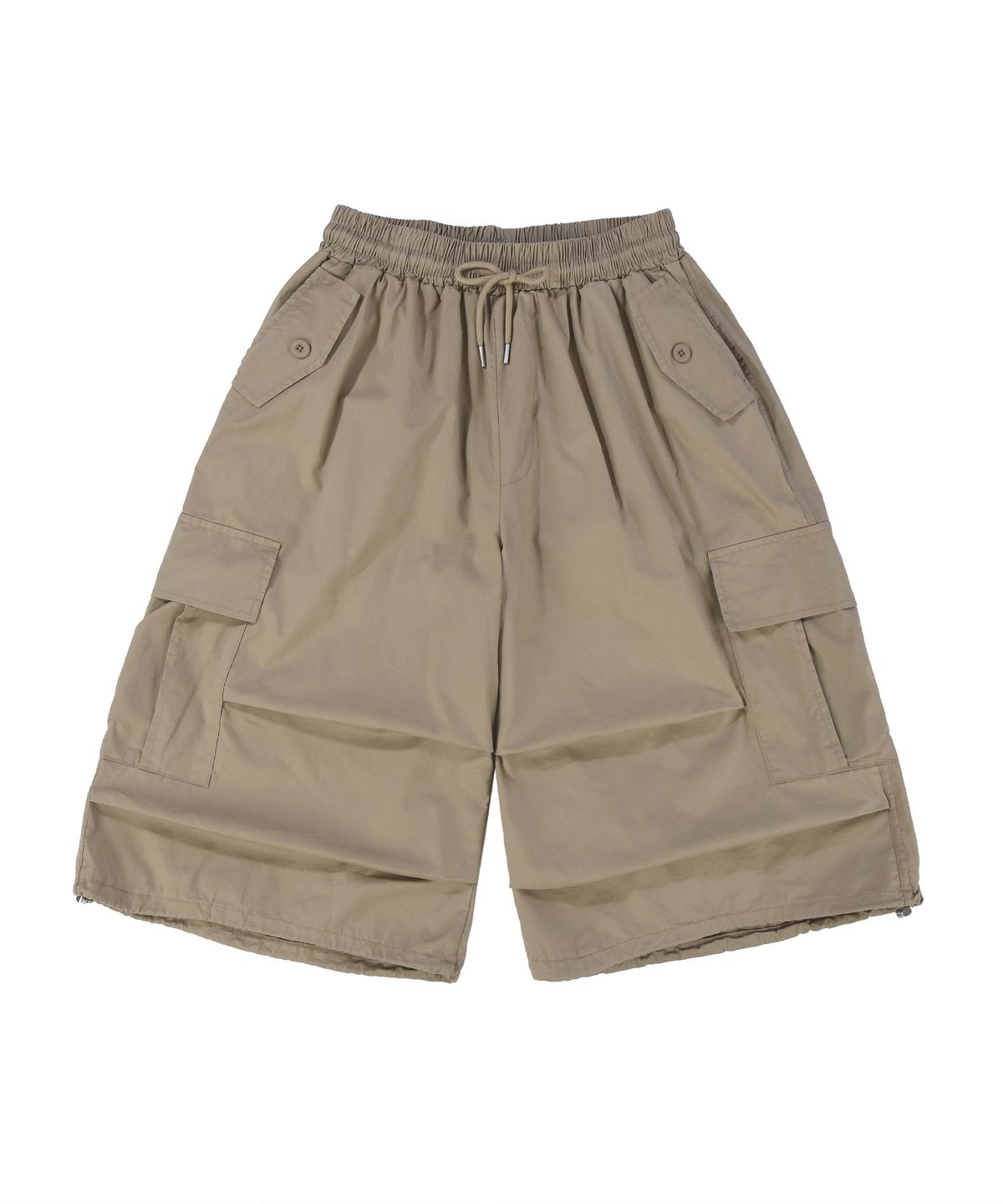 락트개러지(ROCKED GARAGE) [UNISEX]버뮤다 투웨이 와이드 카고 파라슈트 쇼츠 [베이지]