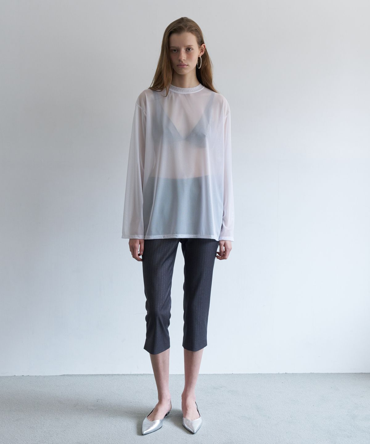 오버듀플레어(OVERDUEFLAIR) MESH LONG SLEEVE T-SHIRT_WHITE SILVER