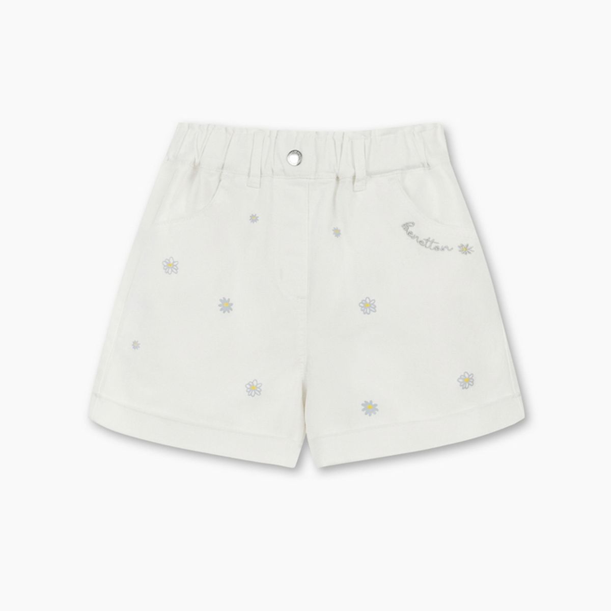 베네통키즈(BENETTONKIDS) 플라워 데님 롤업 팬츠_QADP10631IV