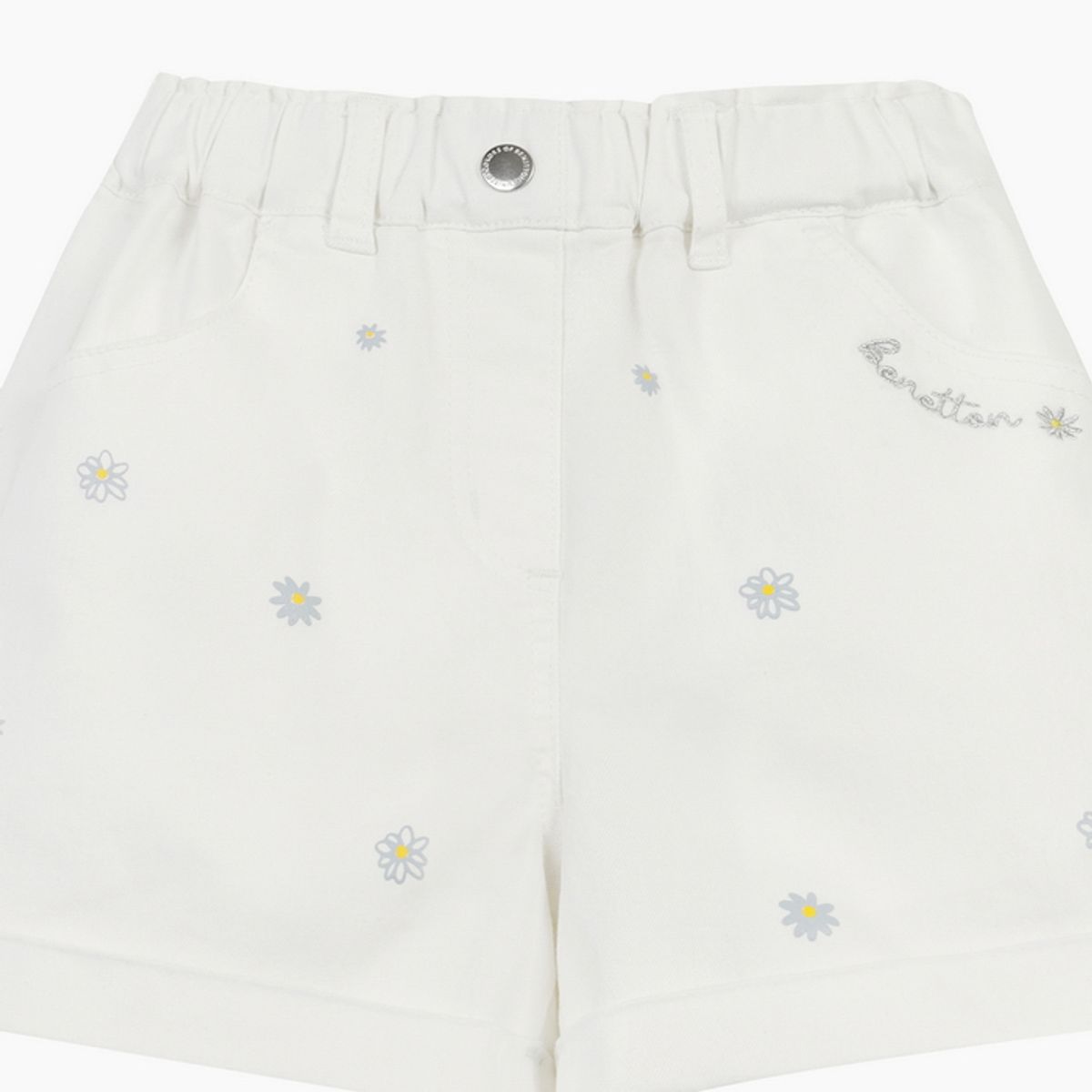 베네통키즈(BENETTONKIDS) 플라워 데님 롤업 팬츠_QADP10631IV