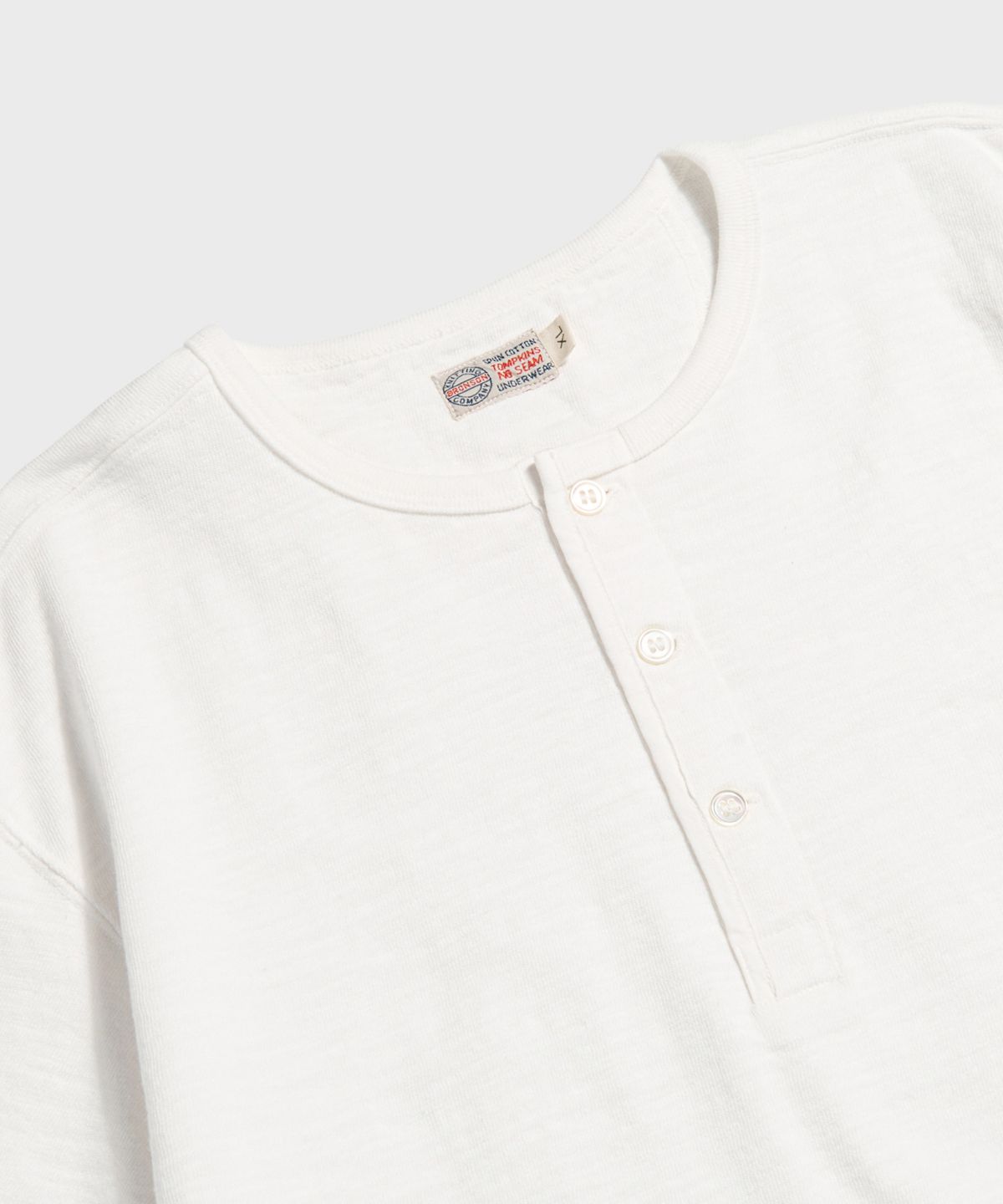 브론슨(BRONSON) Tompkins Loopwheeled Tubular Henley Tee White