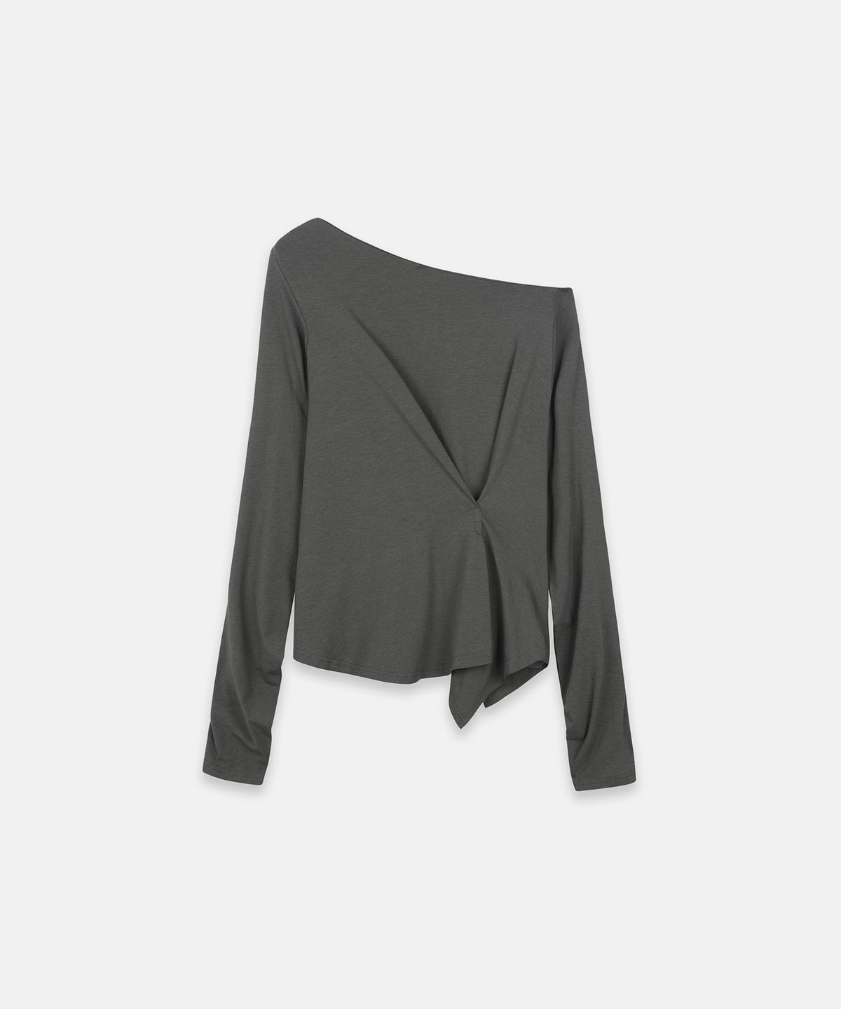 나체(NACHE) INCLINE ONE SHOULDER LONG SLEEVE CHARCOAL