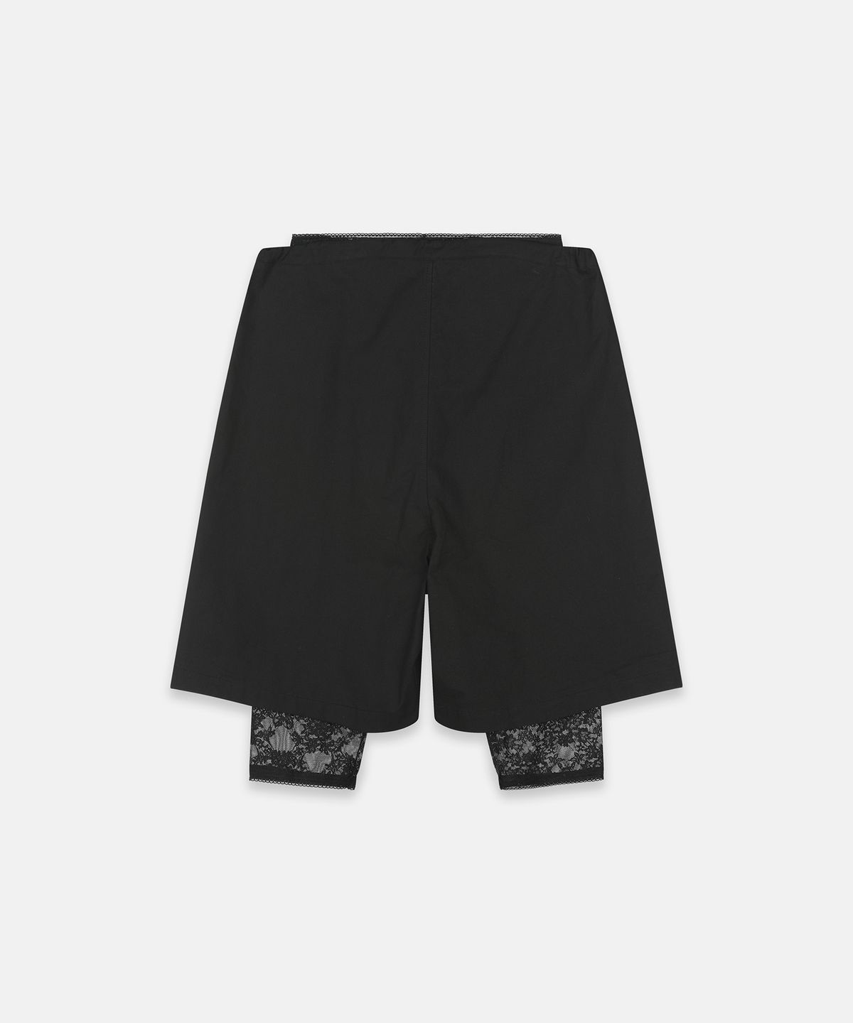 나체(NACHE) LACE LAYERED BERMUDA PANTS BLACK