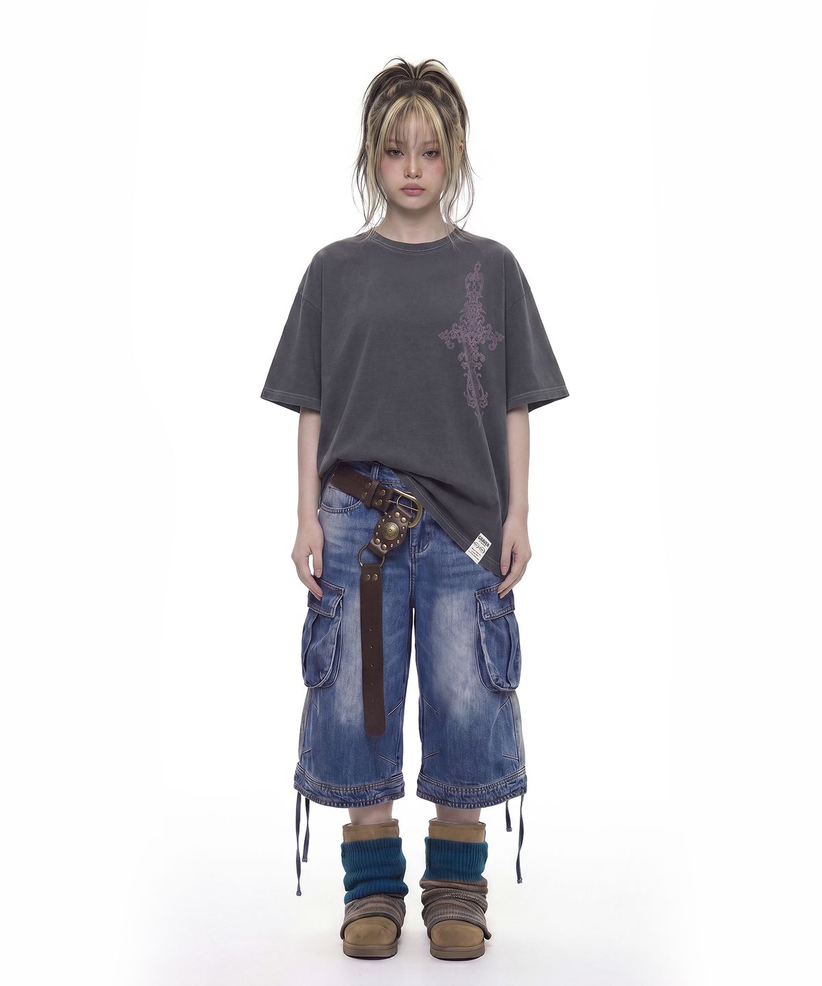 그레이버(GRAVER) [UNISEX]SIM CROSS 피그먼트 반팔티_2 color