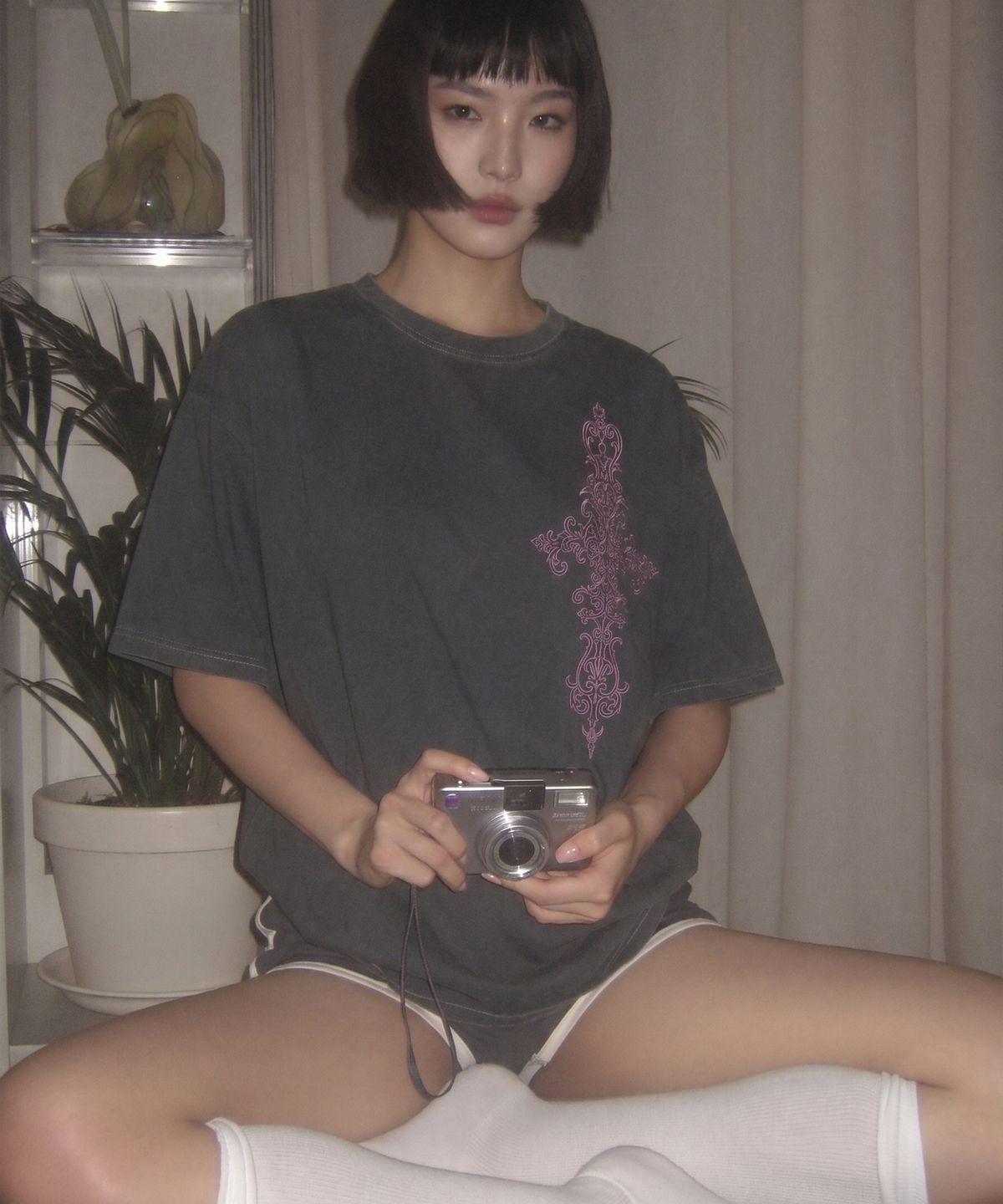 그레이버(GRAVER) [UNISEX]SIM CROSS 피그먼트 반팔티_2 color