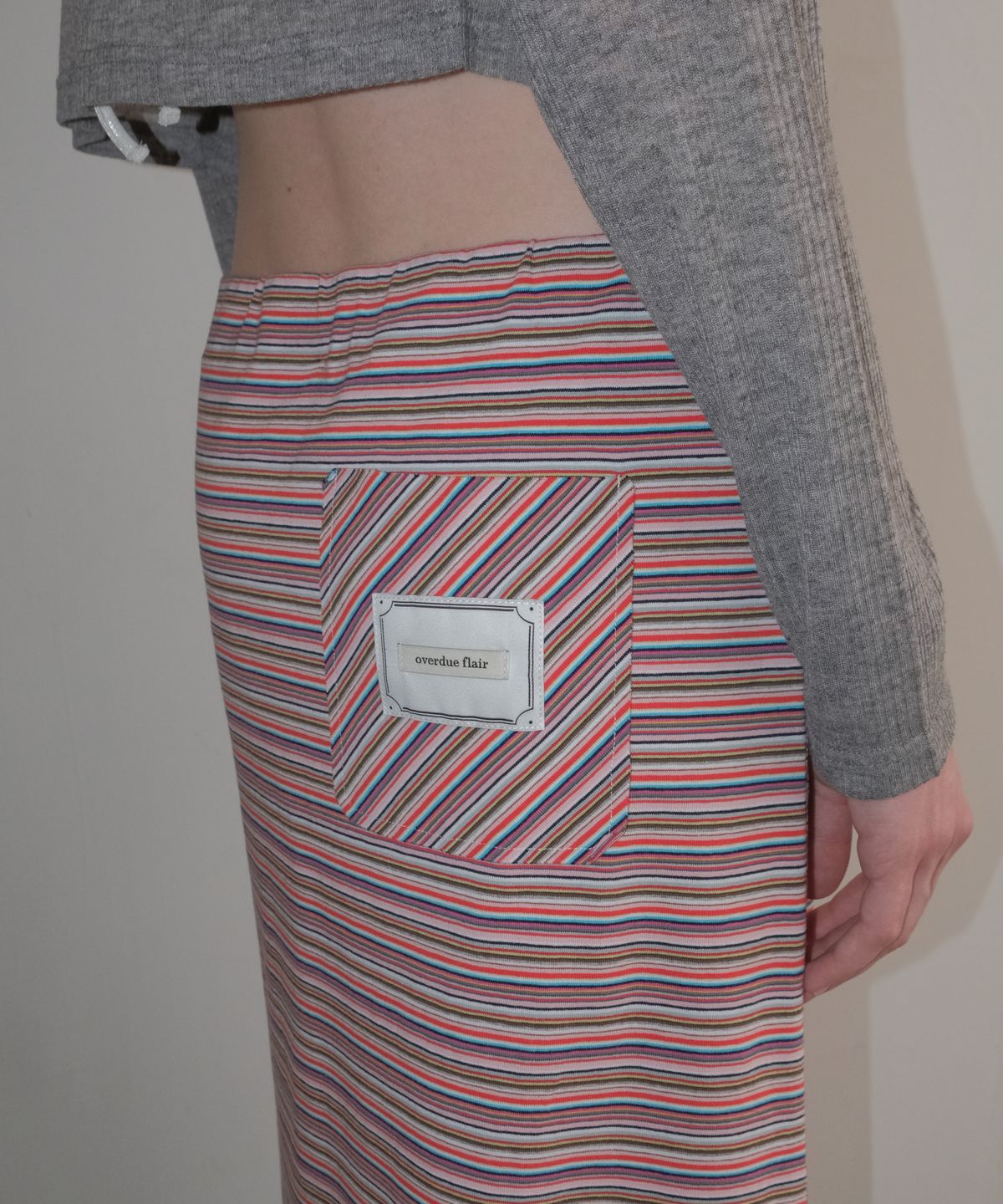 오버듀플레어(OVERDUEFLAIR) VINTAGE STRIPE MAXI SKIRT_PINK