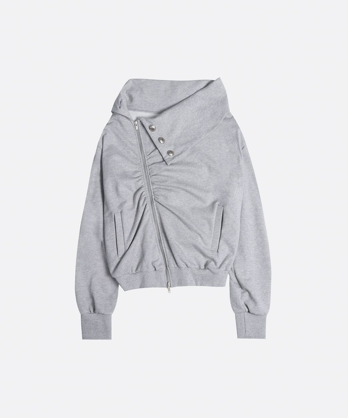 애시메트리(ASYMMETRY) GLORY RUCHED ZIP UP / MELANGE