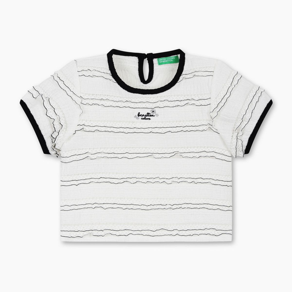 베네통키즈(BENETTONKIDS) 플라워 레이스 퍼프 블라우스_QAWS09631IV
