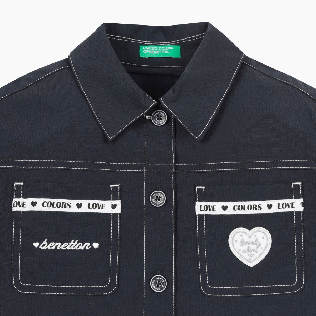 베네통키즈(BENETTONKIDS) 스티치 포인트 크롭 셔츠_QAWS10631NY