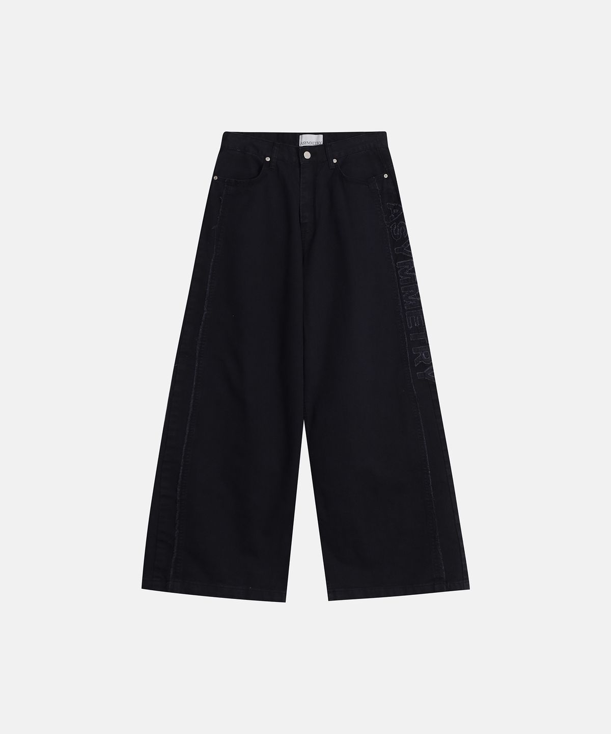 애시메트리(ASYMMETRY) RAW LETTERING PANTS / BLACK
