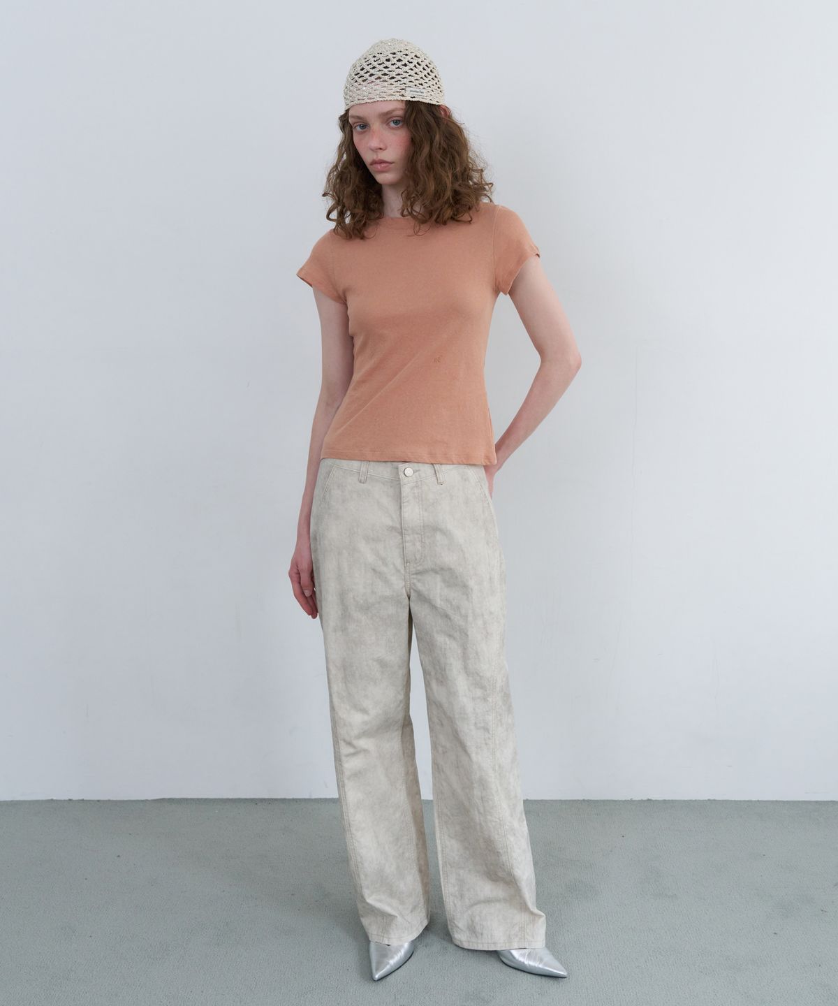 오버듀플레어(OVERDUEFLAIR) VINTAGE CURVED TWO TONE DENIM PANTS_WATER CREAM