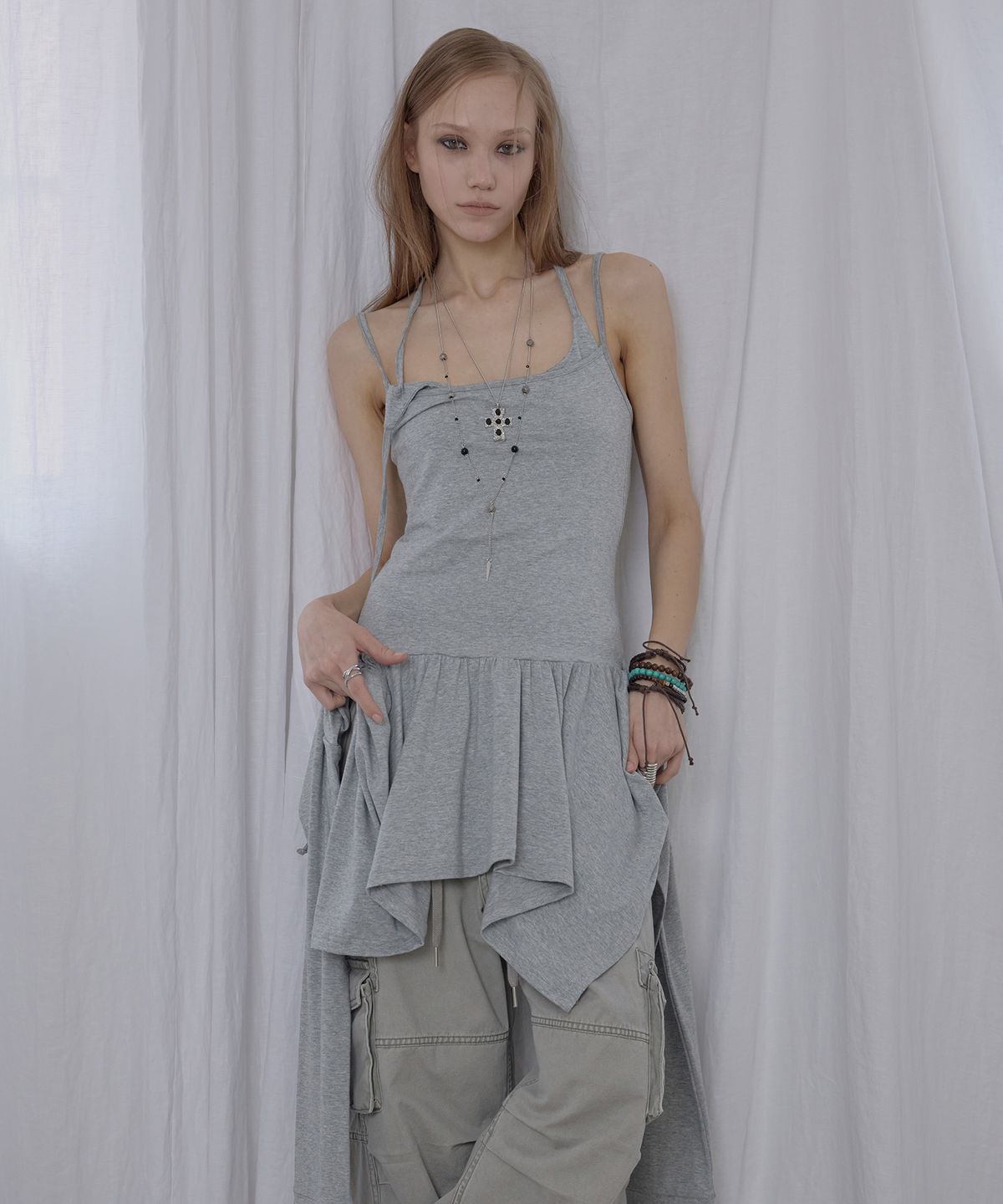 애시메트리(ASYMMETRY) DOUBLE LAYER TIE OPS / GRAY