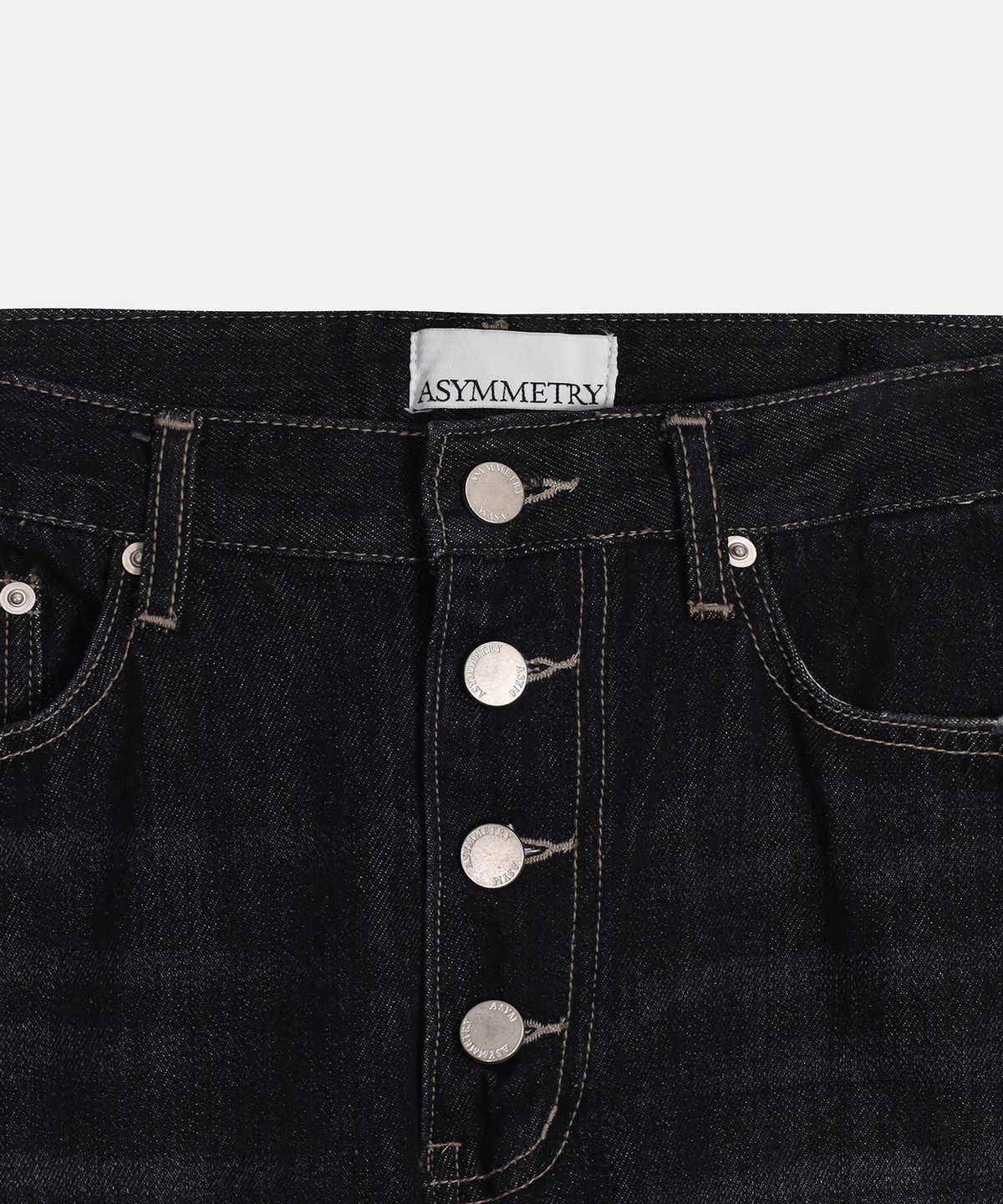 애시메트리(ASYMMETRY) BELTED STACKED JEANS