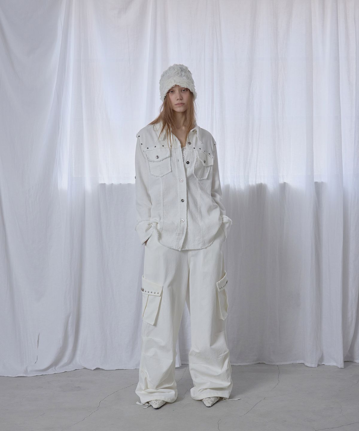 애시메트리(ASYMMETRY) WESTERN FRINGE SHIRTS / IVORY