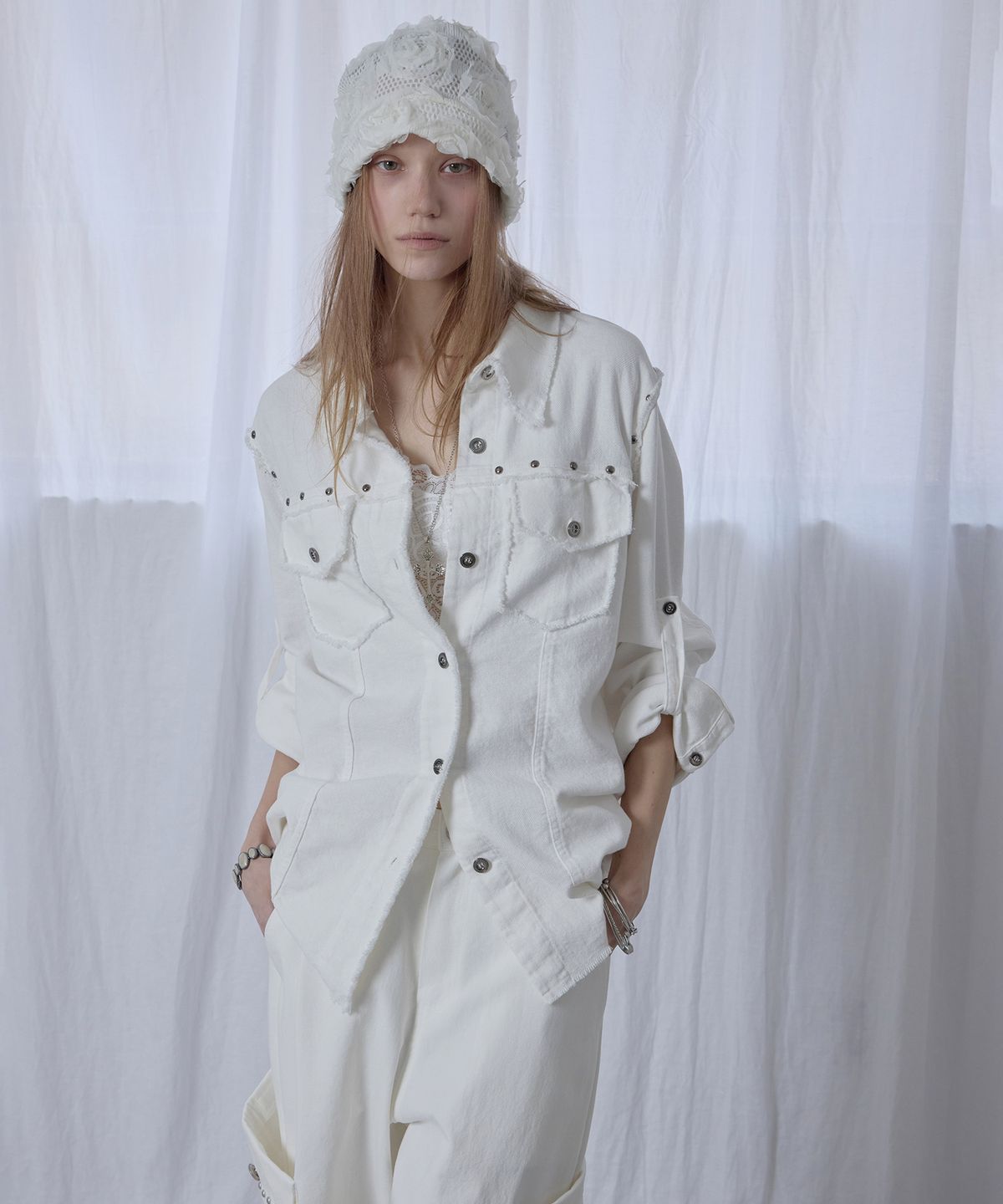 애시메트리(ASYMMETRY) WESTERN FRINGE SHIRTS / IVORY