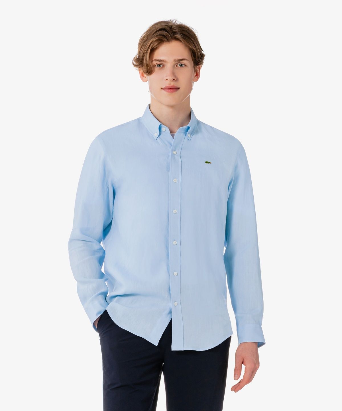 라코스테(LACOSTE) 남성 솔리드 린넨 셔츠 CH769E-56G HBP