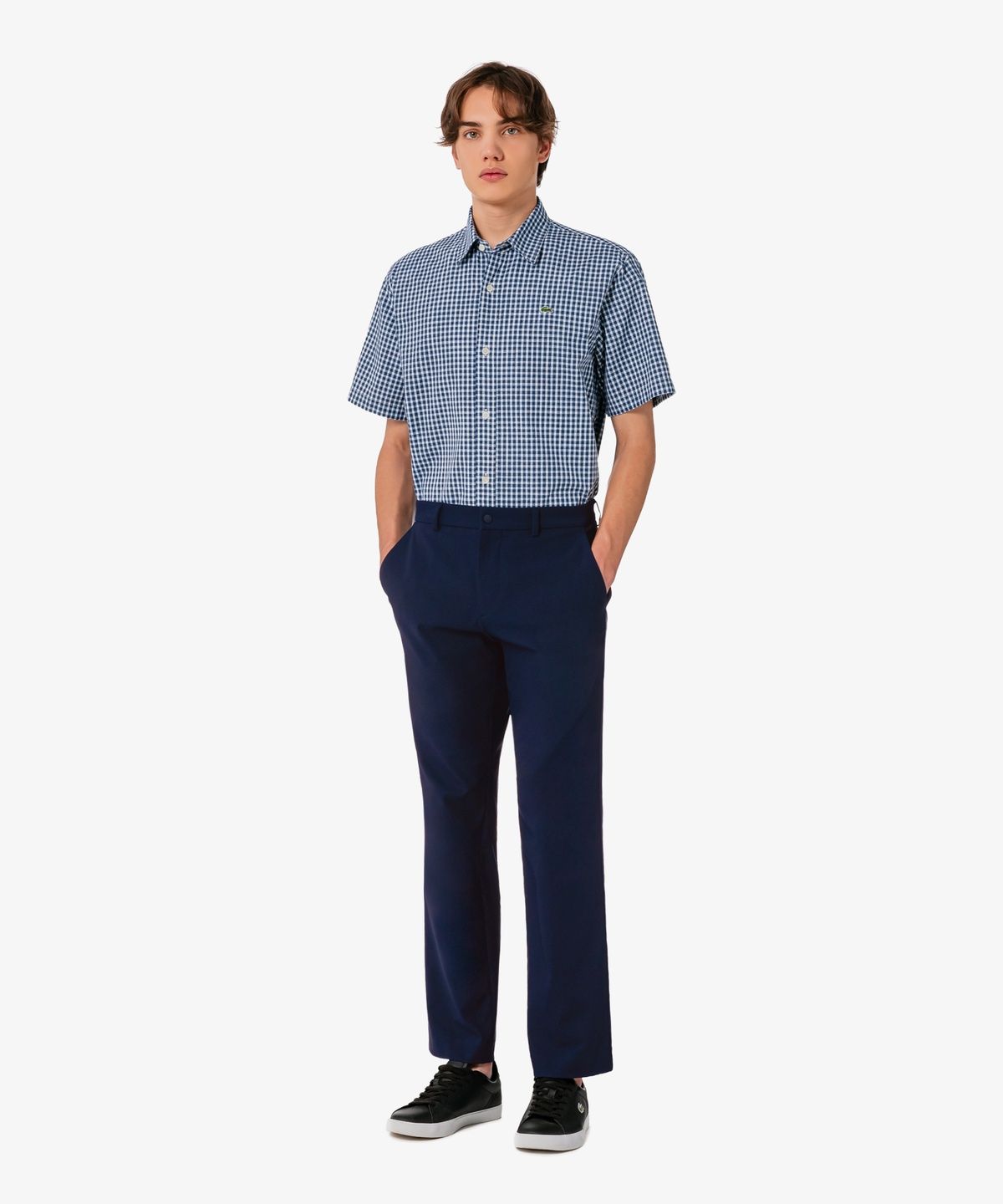 라코스테(LACOSTE) 남성 샴브레이 반팔 셔츠 CH359E-56G HDE