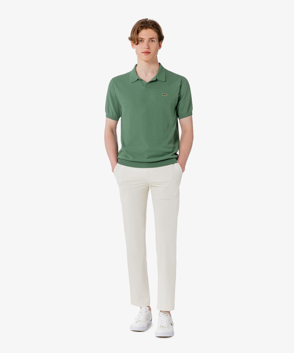 라코스테(LACOSTE) 남성 오픈카라 반팔 부클 스웨터 폴로 셔츠 PH374E-56G 02M