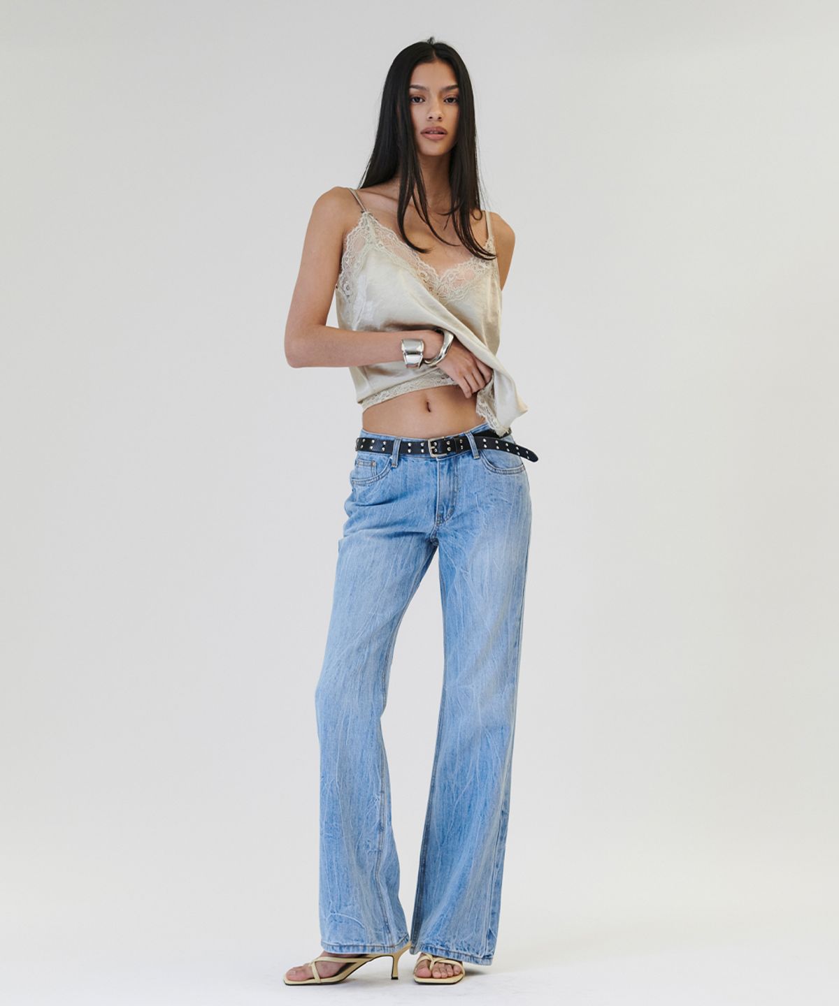 프로젝트 웨이브(PROJECT WAVE) Blue High-Rise Bootcut Denim