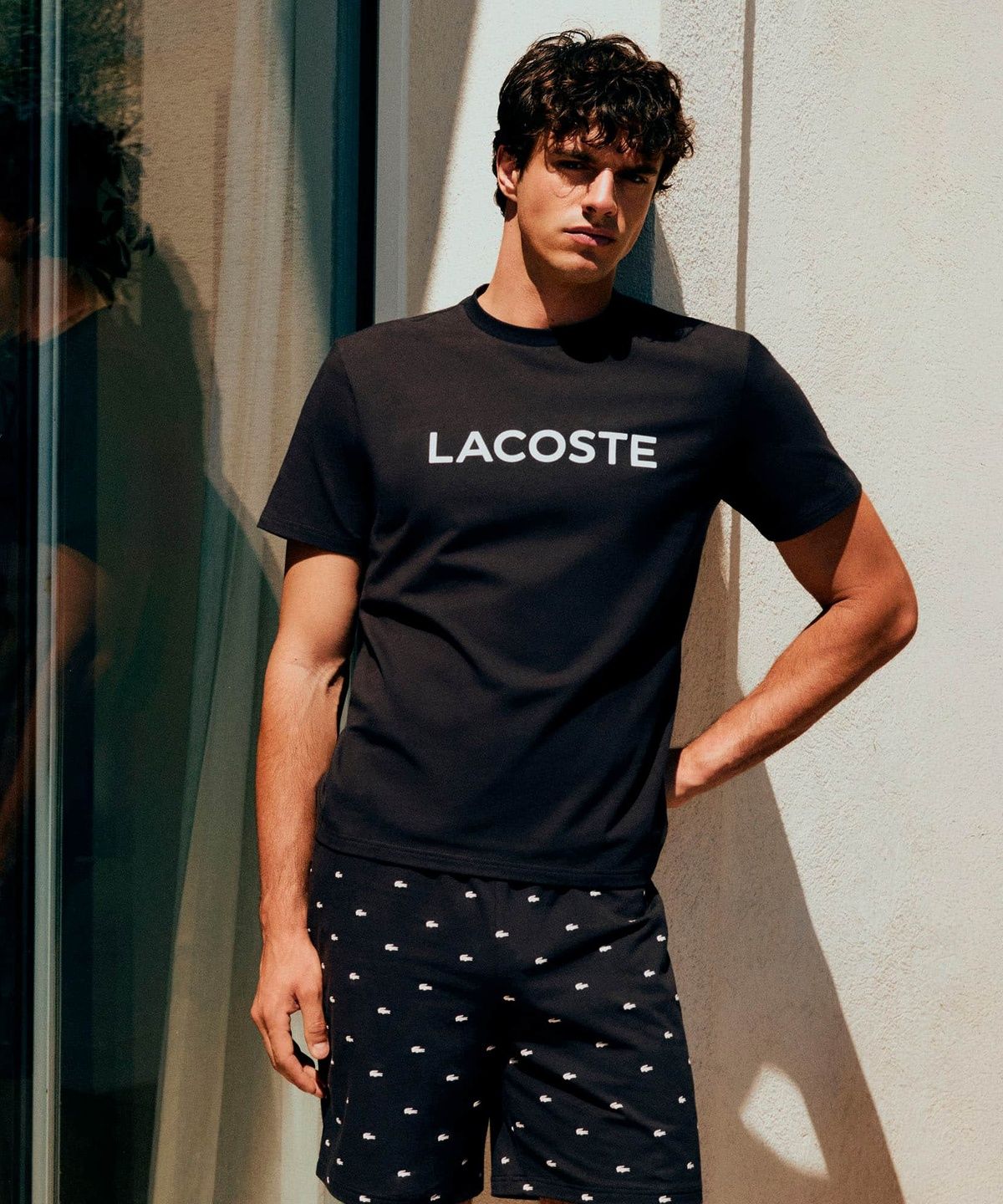 라코스테(LACOSTE) 남성 레터링 로고 파자마 세트 4H5281-56G 4IA