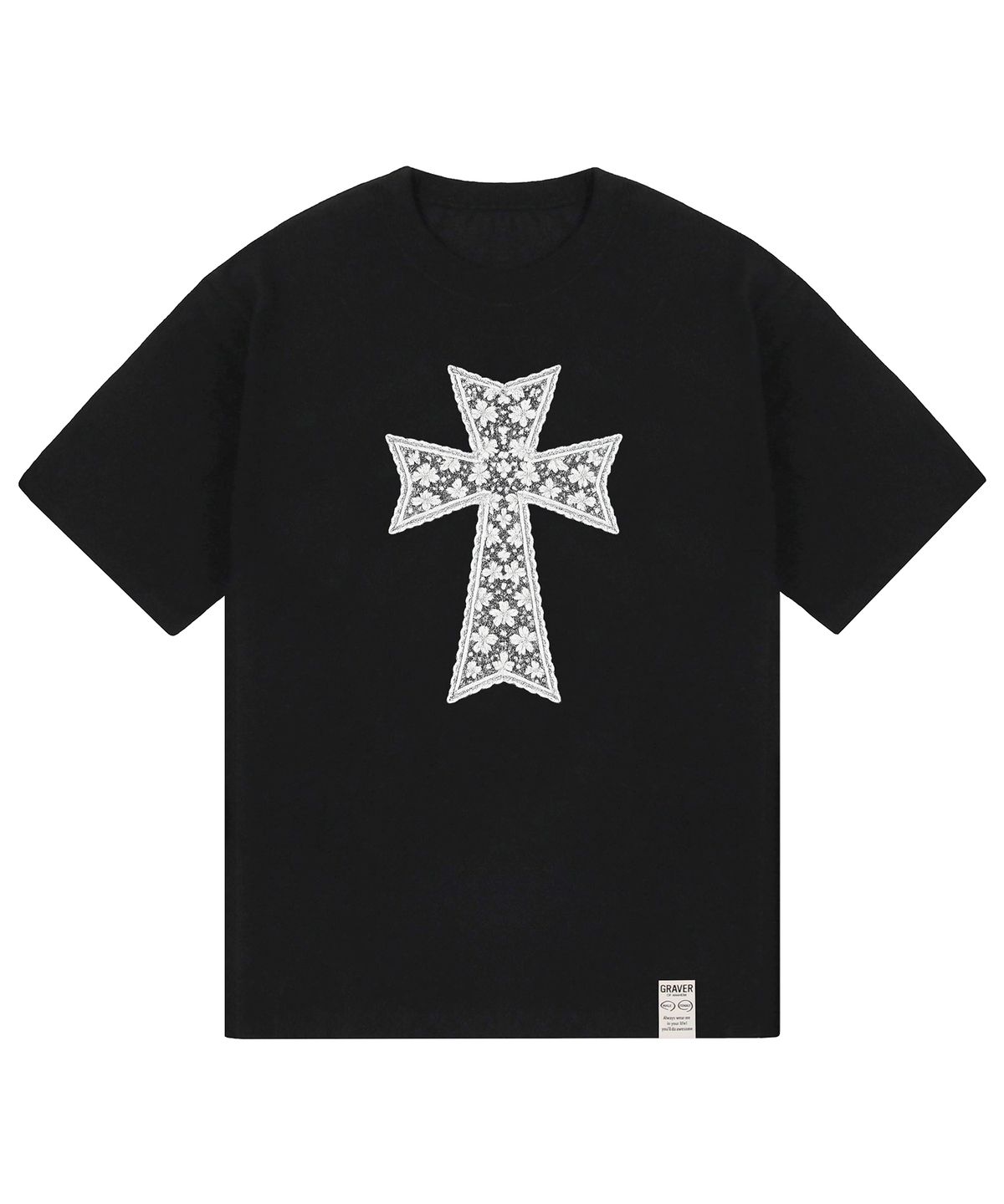 그레이버(GRAVER) [UNISEX]DOT CROSS_F lace 반팔티_2 color