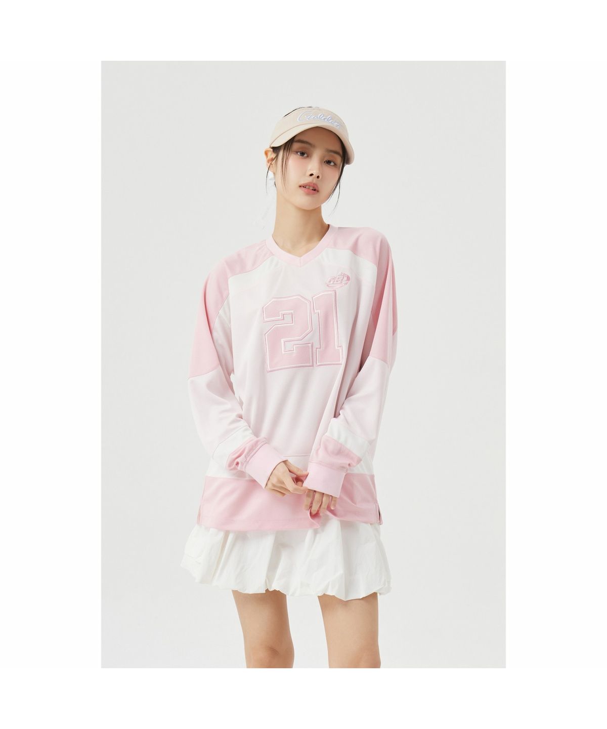 골든베어(GOLDEN BEAR) (W) Mesh Hybrid Long T-shirt G5TAM26351PIX