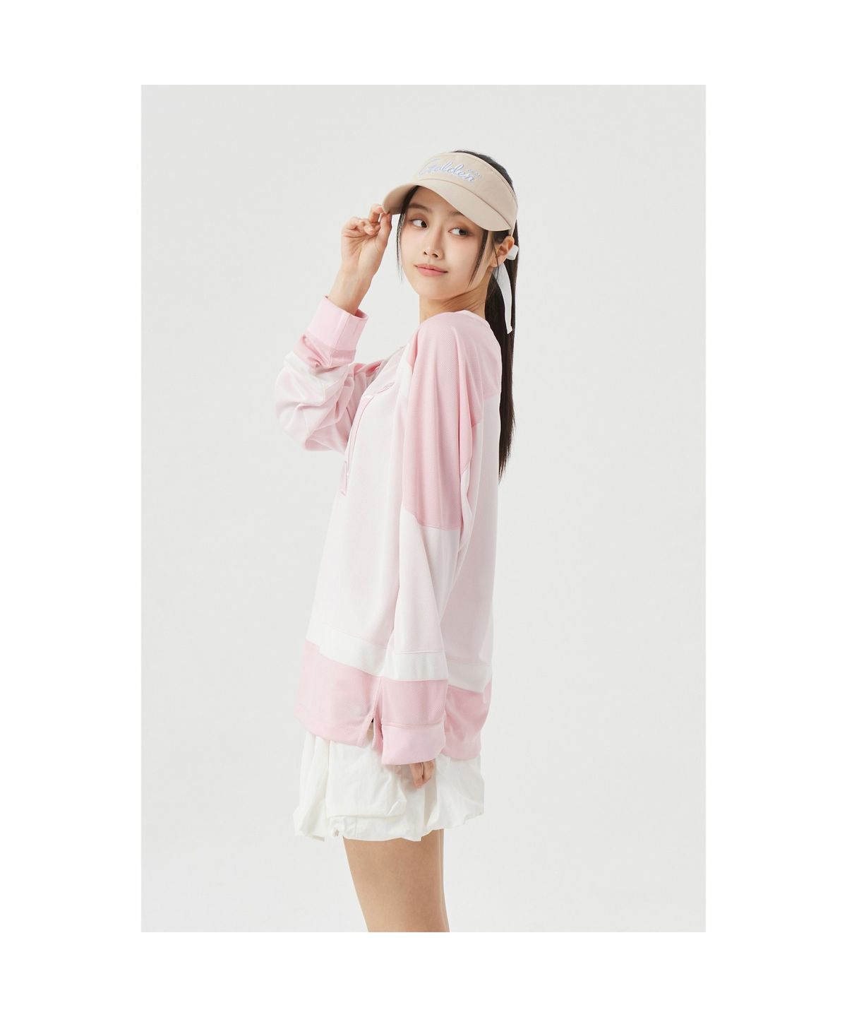 골든베어(GOLDEN BEAR) (W) Mesh Hybrid Long T-shirt G5TAM26351PIX