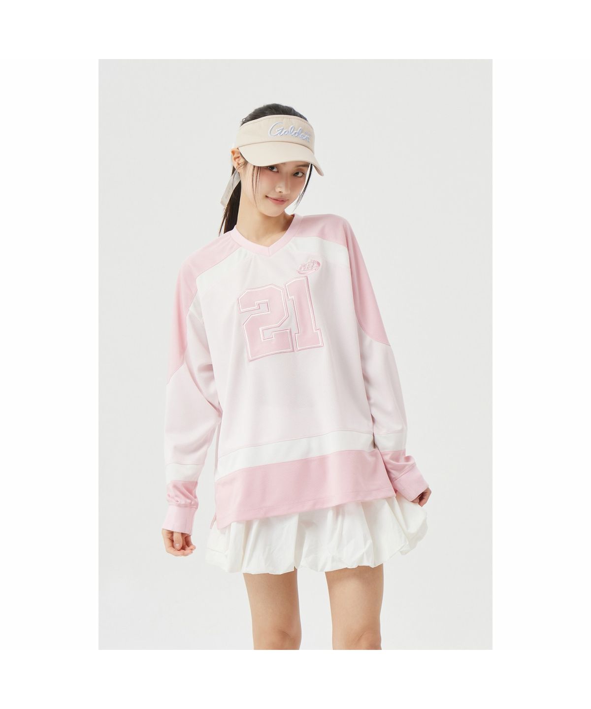 골든베어(GOLDEN BEAR) (W) Mesh Hybrid Long T-shirt G5TAM26351PIX