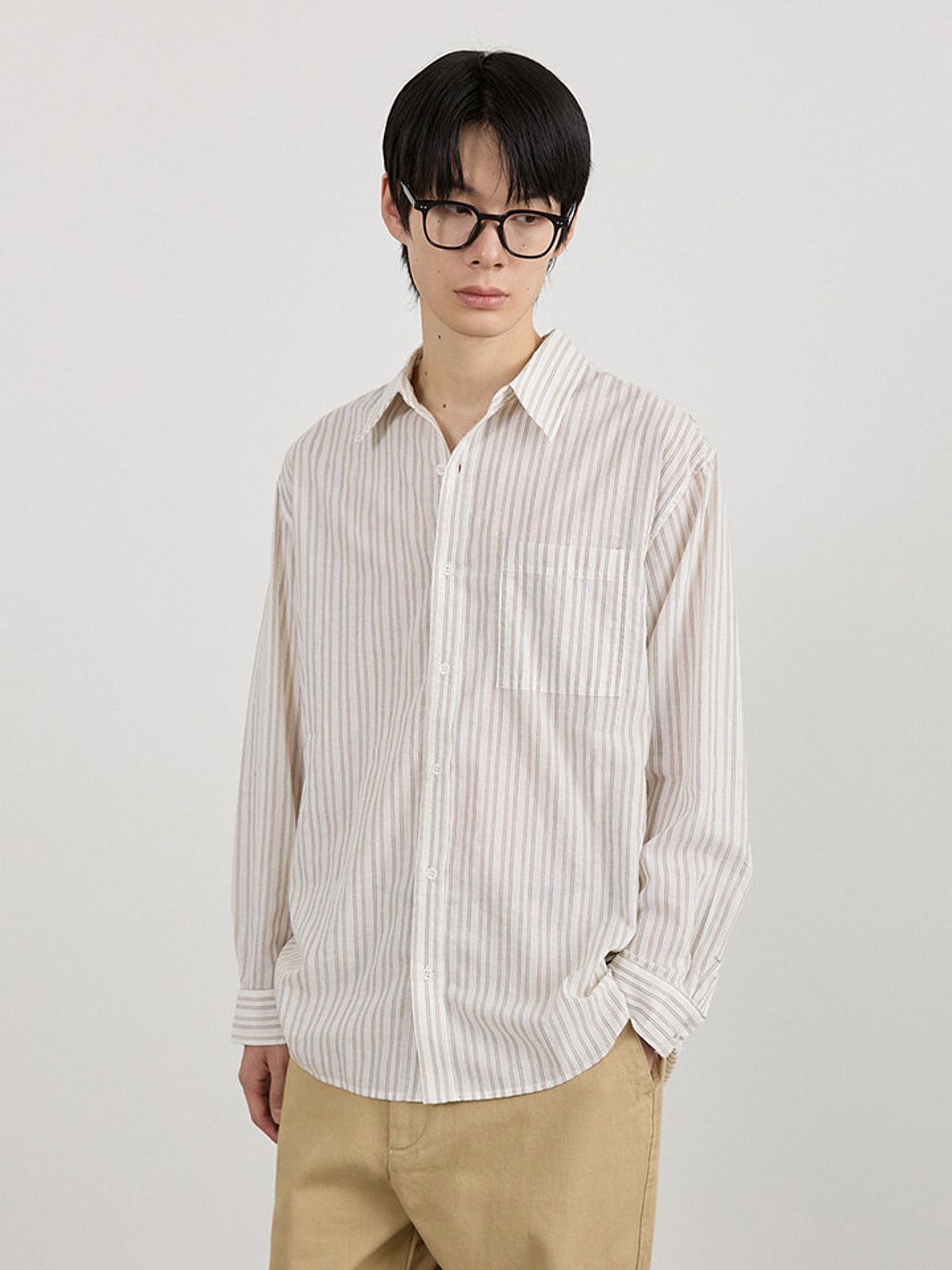 티메이커(TMAKER) 시어 스트라이프 셔츠 (2 Color)