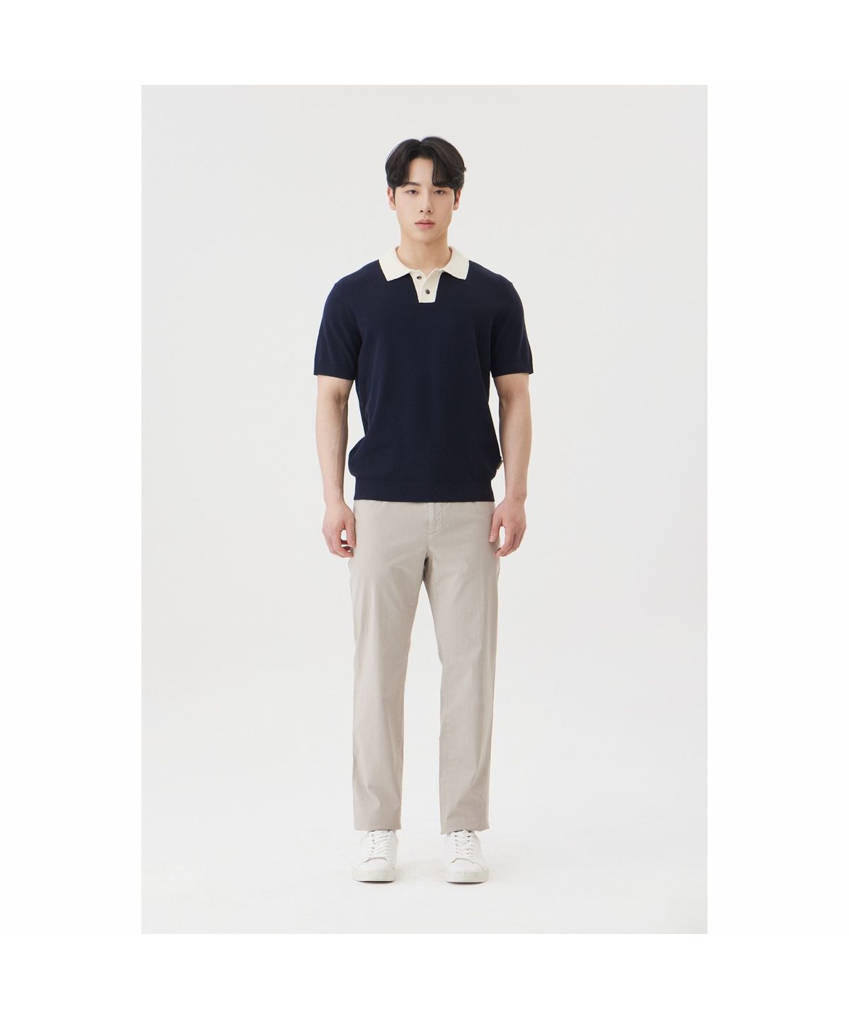 브렌우드(BRENTWOOD) [워셔블] 칼라 배색 폴로넥 스웨터 BRWAM26531NYX
