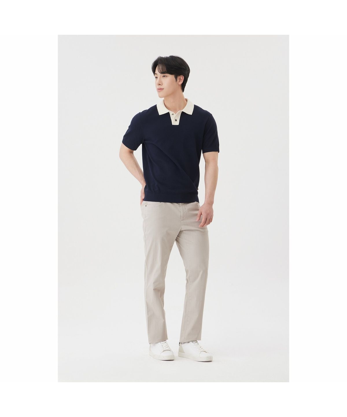 브렌우드(BRENTWOOD) [워셔블] 칼라 배색 폴로넥 스웨터 BRWAM26531NYX