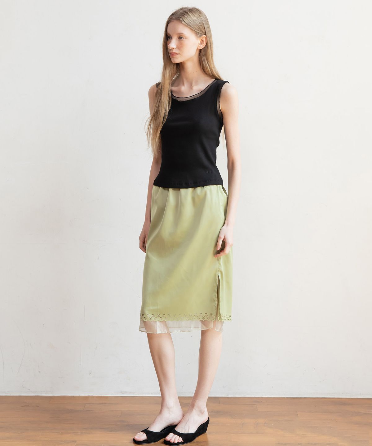 제이마크뉴욕(JMARKNEWYORK) Layered satin banded skirt_2color
