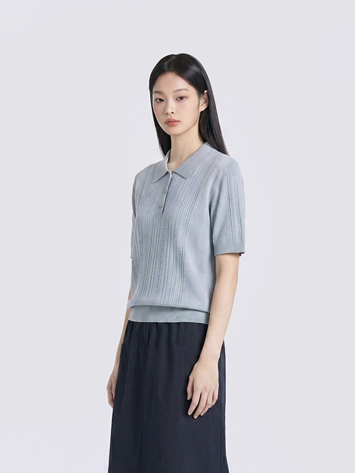 폴햄(POLHAM) 여성 린넨블렌드 카라 스웨터_PHG2ET2420