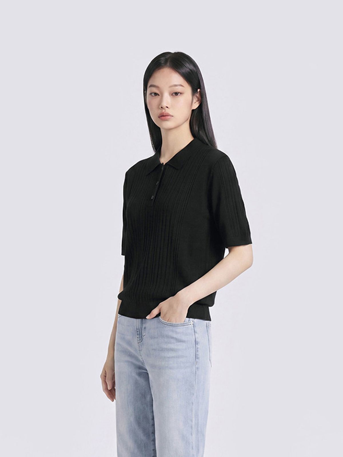 폴햄(POLHAM) 여성 린넨블렌드 카라 스웨터_PHG2ET2420