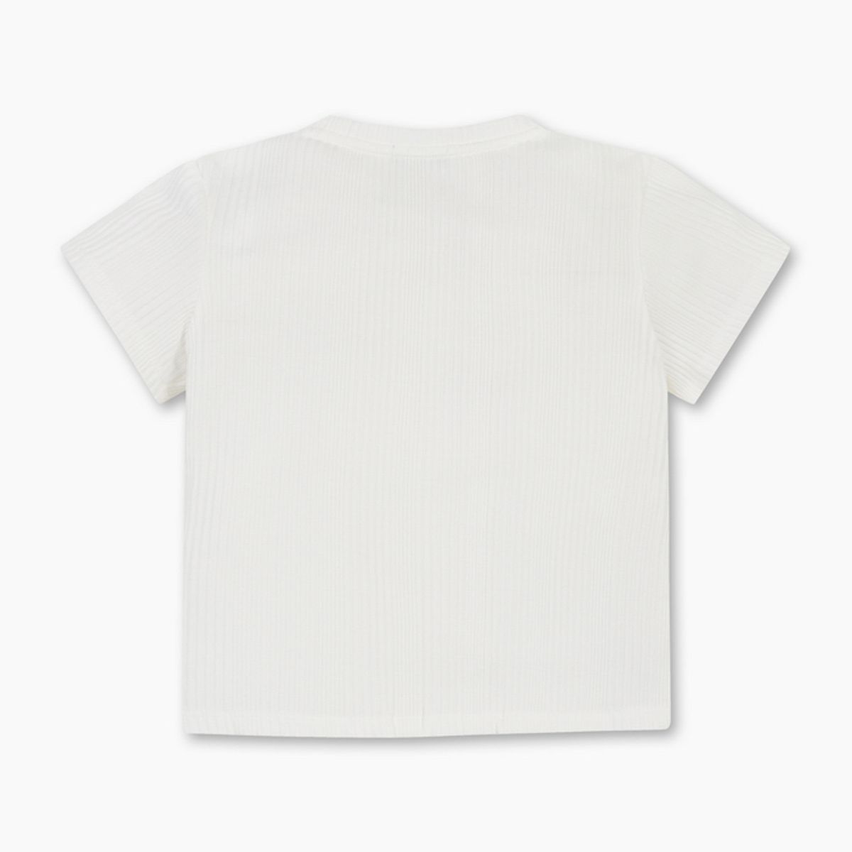 베네통키즈(BENETTONKIDS) 심플 골지 반팔 티셔츠_QATS49631WH
