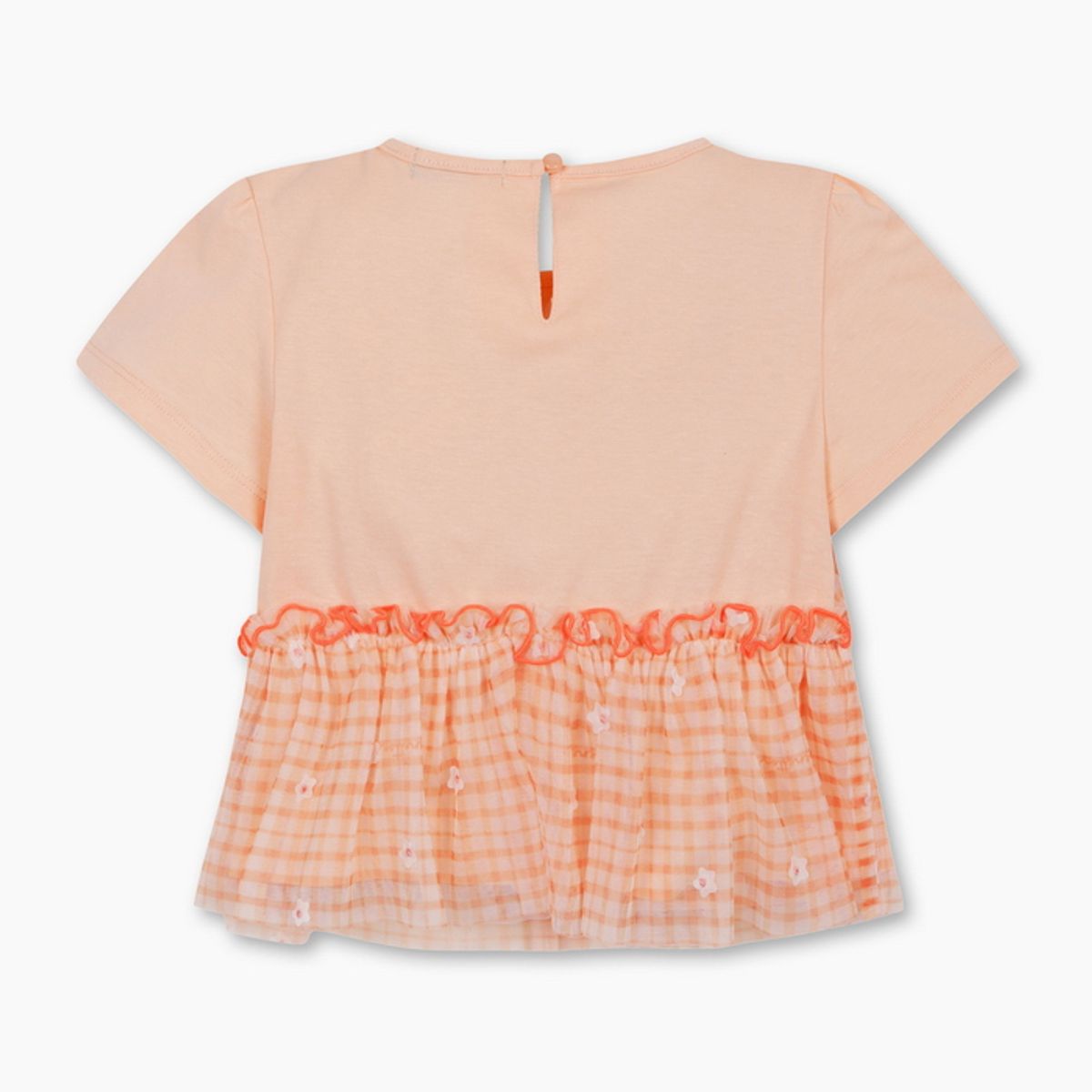 베네통키즈(BENETTONKIDS) 피치 체크 샤 레이어드 티셔츠_QATS39631CO