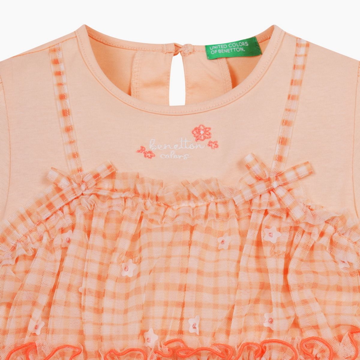 베네통키즈(BENETTONKIDS) 피치 체크 샤 레이어드 티셔츠_QATS39631CO