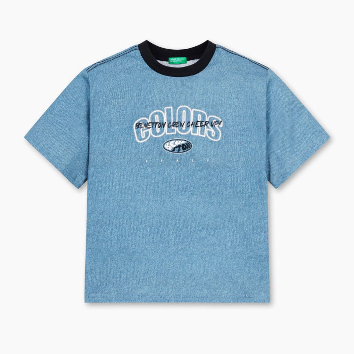 베네통키즈(BENETTONKIDS) 데님 라이크 저지 티셔츠_QATS53631BL