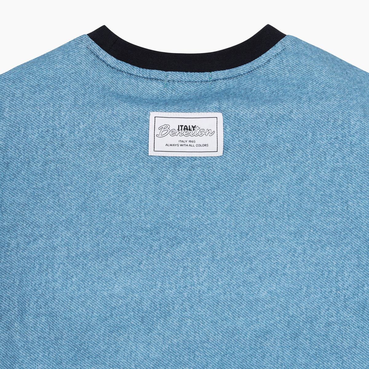 베네통키즈(BENETTONKIDS) 데님 라이크 저지 티셔츠_QATS53631BL