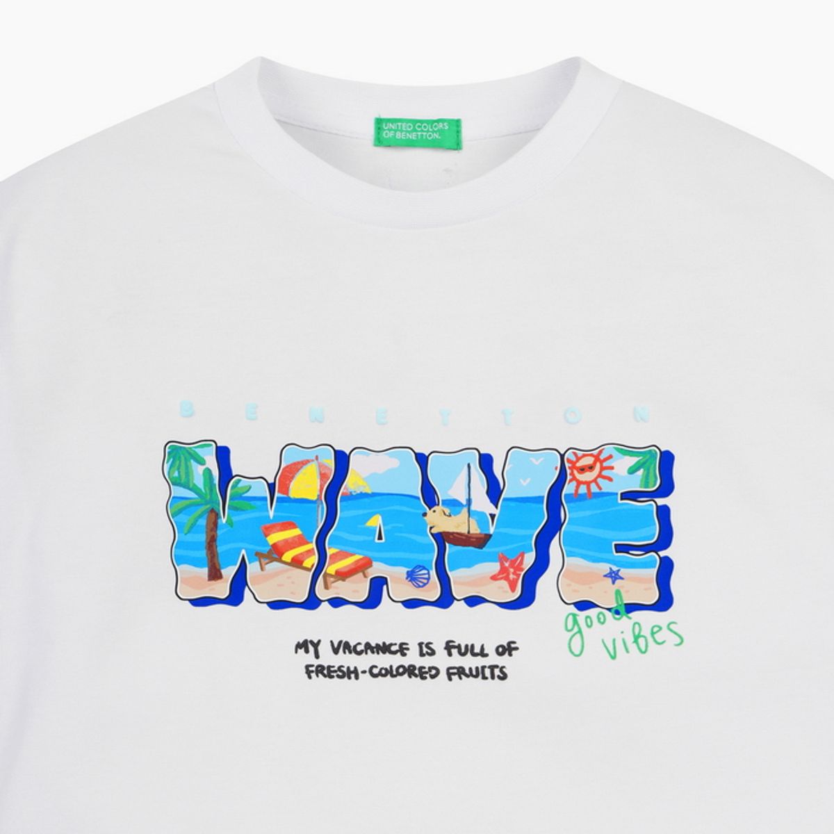 베네통키즈(BENETTONKIDS) 트로피컬 웨이브 티셔츠_QATS35631IV