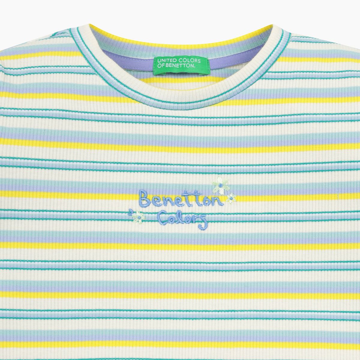 베네통키즈(BENETTONKIDS) 썸머 스트라이프 골지 티셔츠_QATS32631YE