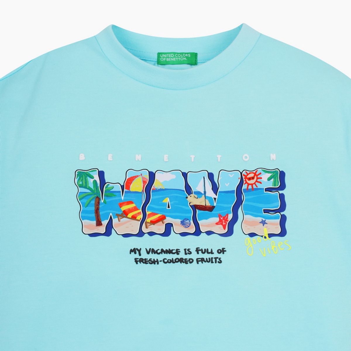 베네통키즈(BENETTONKIDS) 트로피컬 웨이브 티셔츠_QATS35631LB