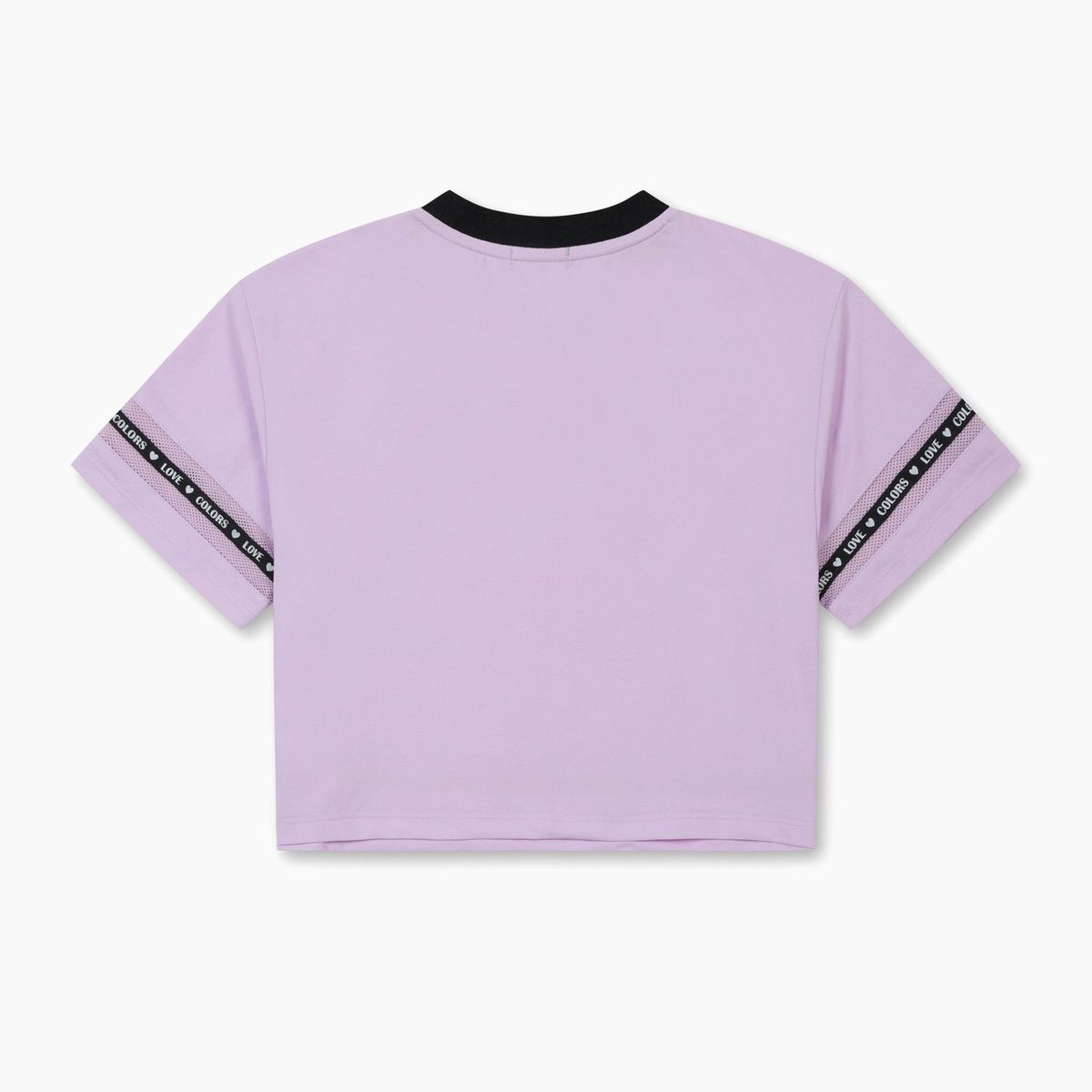베네통키즈(BENETTONKIDS) 매쉬 배색 러브 크롭 티셔츠_QATS47631LV