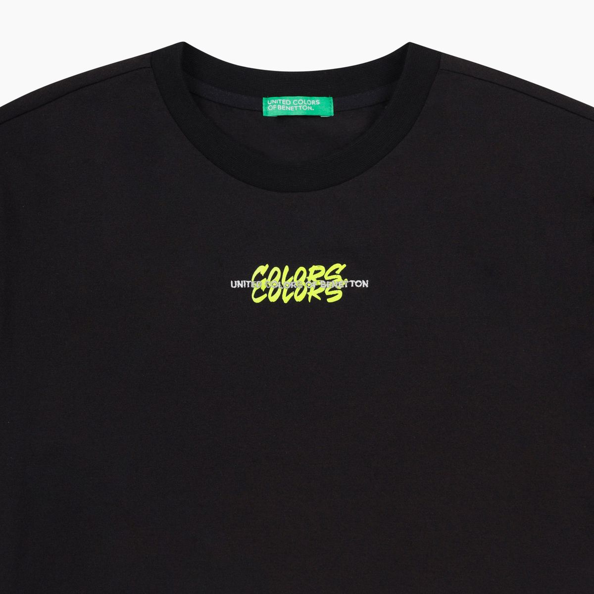 베네통키즈(BENETTONKIDS) 매쉬 슬리브 그래픽 티셔츠_QATS52631BK