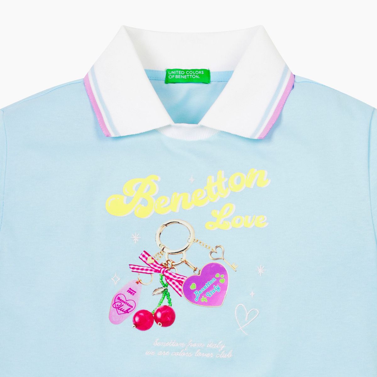베네통키즈(BENETTONKIDS) 크롭 키링 카라 티셔츠_QATS46631LB