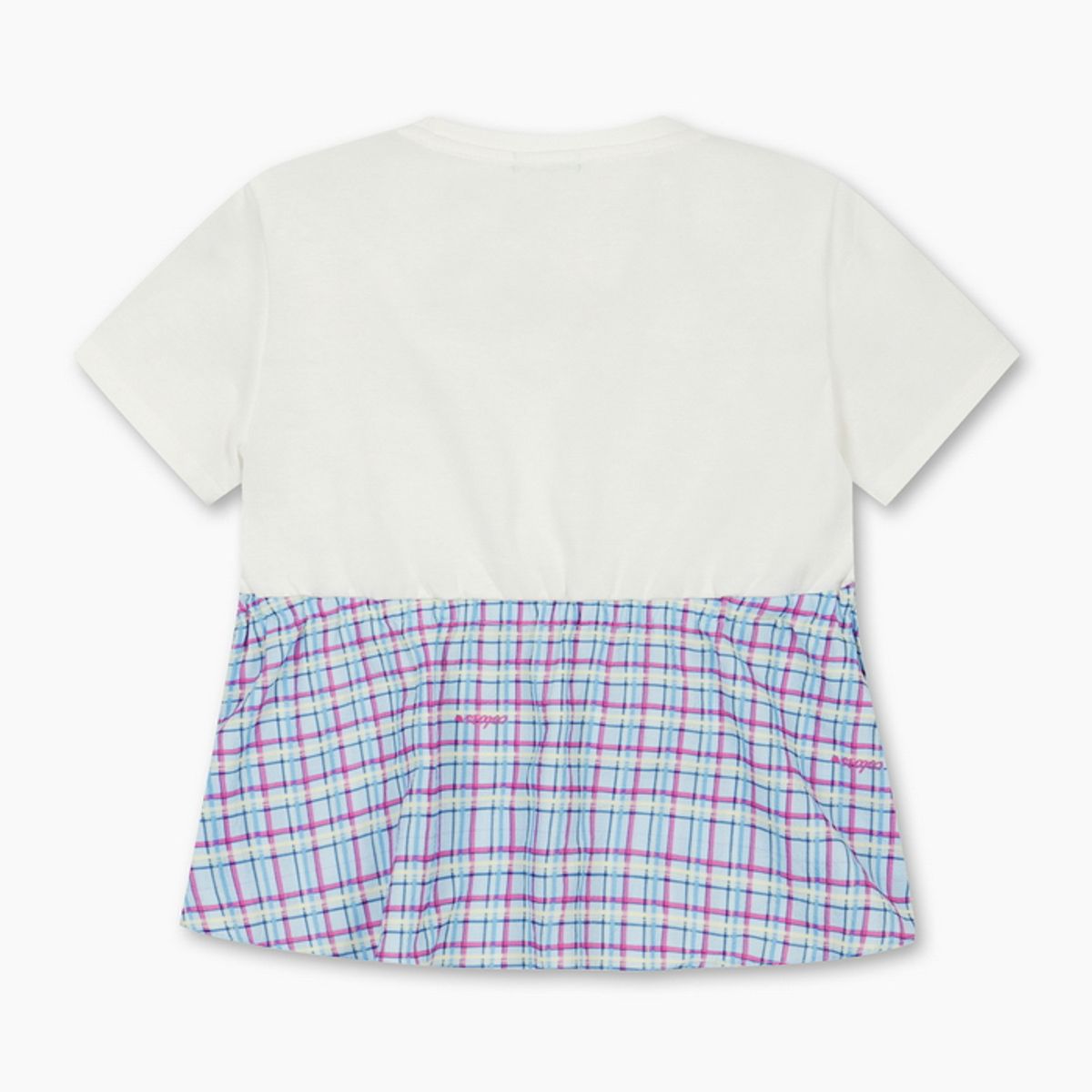 베네통키즈(BENETTONKIDS) 체크 뷔스티에 티셔츠_QATS41631BL